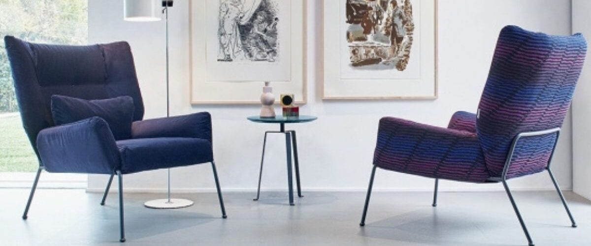 Colourful designer armchairs