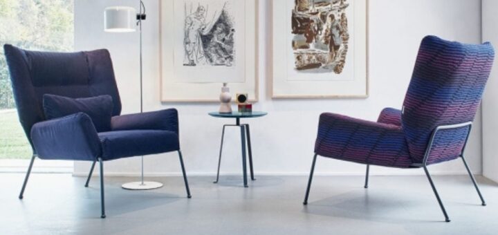 Colourful designer armchairs