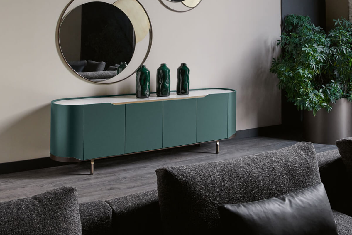 cucina verde - madia con struttura in legno verde 
