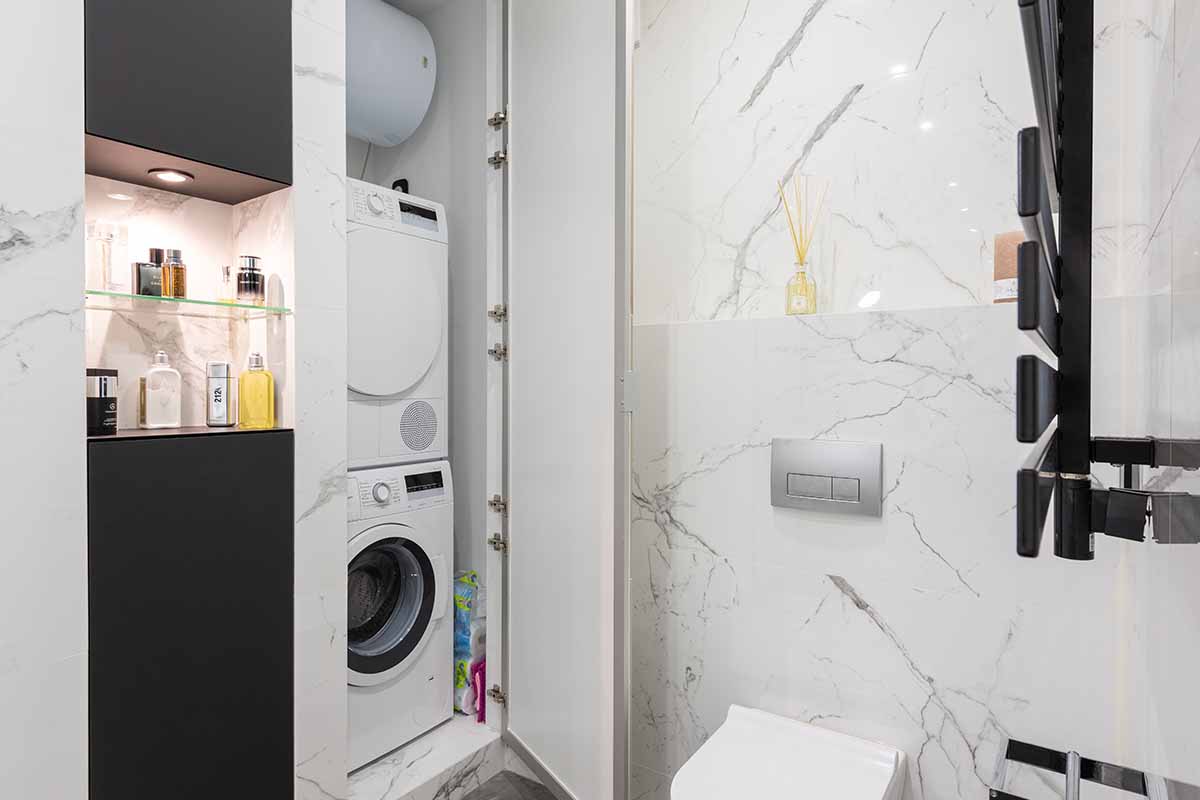 bagno con lavatrice