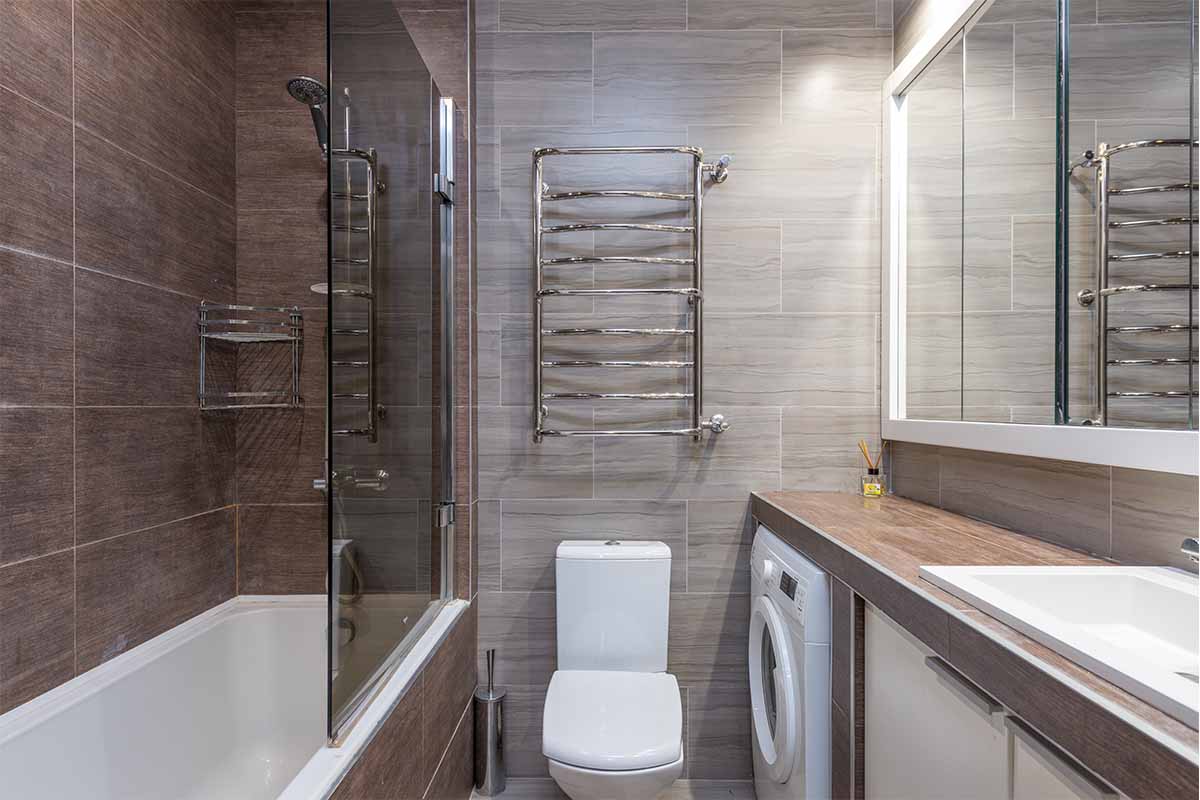 bagno con lavatrice