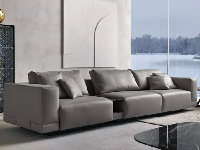 Divano in pelle grigio FIAM Carrara