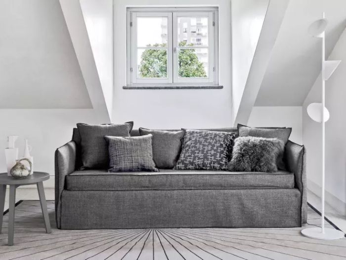 Divano letto in tessuto grigio Ghost Gervasoni