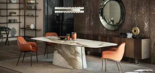 Tavolo Napoleon Keramik di Cattelan Italia con piano e base in ceramica venata